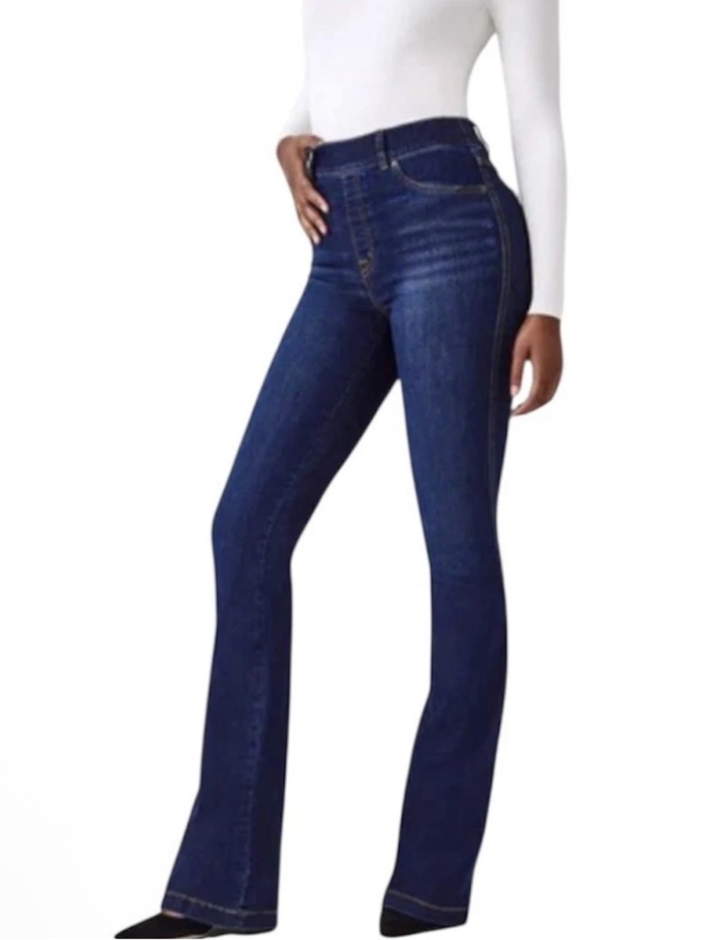 Spanx Midnight Shade Dark Blue High Rise Flare Jeans size medium